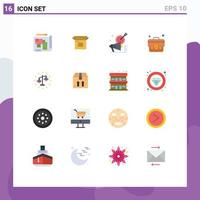 16 Thematic Vector Flat Colors and Editable Symbols of bag case release business target Editable Pack of Creative Vector Design Elements