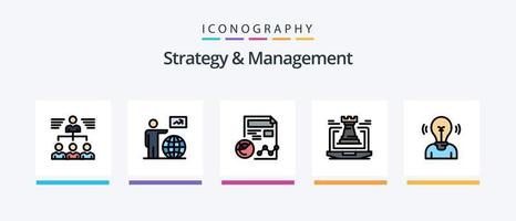 estrategia y administración línea lleno 5 5 icono paquete incluso torre. documento. estrategia. ligero. usuario. creativo íconos diseño vector