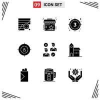 9 Creative Icons Modern Signs and Symbols of marketing audience shop video movie Editable Vector Design Elements