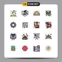 Universal Icon Symbols Group of 16 Modern Flat Color Filled Lines of cog call angle chat scale Editable Creative Vector Design Elements