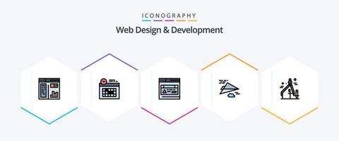 web diseño y desarrollo 25 línea de relleno icono paquete incluso gráfico. diseño. interfaz. diseño. avión vector