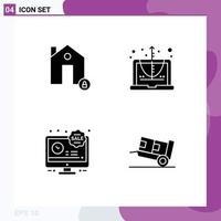 Universal Solid Glyph Signs Symbols of buildings lcd lock computer sale Editable Vector Design Elements