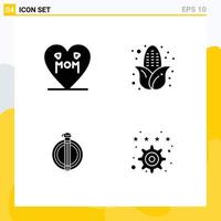 Set of 4 Modern UI Icons Symbols Signs for heart bonus mother food bookmark Editable Vector Design Elements