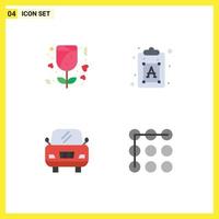 Mobile Interface Flat Icon Set of 4 Pictograms of gift lock creative text security Editable Vector Design Elements