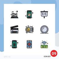 Universal Icon Symbols Group of 9 Modern Filledline Flat Colors of film flap clapper phone clapboard presentation Editable Vector Design Elements