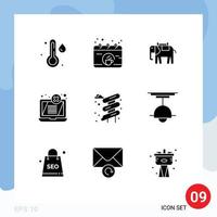 9 User Interface Solid Glyph Pack of modern Signs and Symbols of park slider animal threat error Editable Vector Design Elements