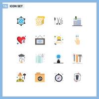 Universal Icon Symbols Group of 16 Modern Flat Colors of cancer technology instruments protection business Editable Pack of Creative Vector Design Elements