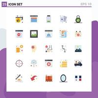 25 Thematic Vector Flat Colors and Editable Symbols of lock hobby web hobbies low Editable Vector Design Elements