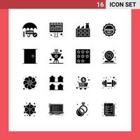 Set of 16 Modern UI Icons Symbols Signs for home door factory buildings mother Editable Vector Design Elements