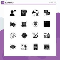 User Interface Pack of 16 Basic Solid Glyphs of security cloud network sale message Editable Vector Design Elements