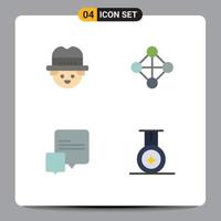 Set of 4 Vector Flat Icons on Grid for farmer medal hierarchy chat 5 Editable Vector Design Elements