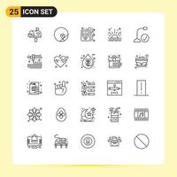 Modern Set of 25 Lines Pictograph of connected beach map sunrise ocean Editable Vector Design Elements