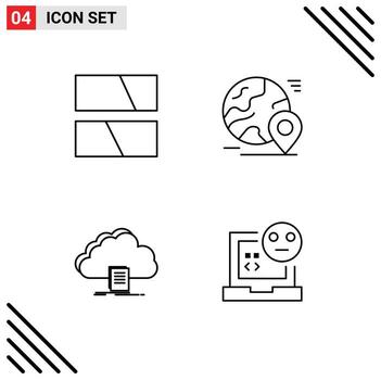 Modern Set of 4 Filledline Flat Colors Pictograph of editing cloud layout pin document Editable Vector Design Elements
