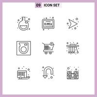 Pictogram Set of 9 Simple Outlines of pendulum shop network ecommerce hard Editable Vector Design Elements