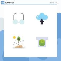 Pictogram Set of 4 Simple Flat Icons of glasses environment cloud upload nature Editable Vector Design Elements