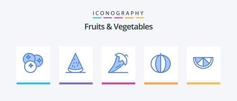 frutas y vegetales azul 5 5 icono paquete incluso calabaza. fresco. frutas vegetales. ingrediente. creativo íconos diseño vector