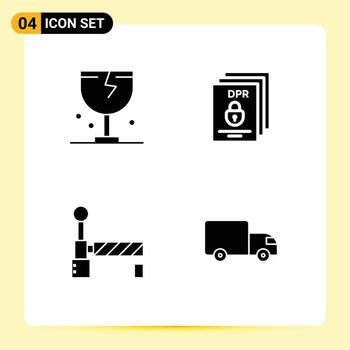 pictograma conjunto de sencillo sólido glifos de precaución seguro logístico gdpr tren editable vector diseño elementos