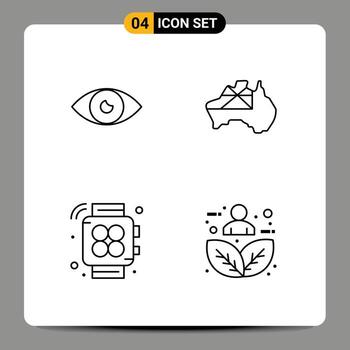 4 Universal Filledline Flat Colors Set for Web and Mobile Applications app handwatch eye map gym Editable Vector Design Elements
