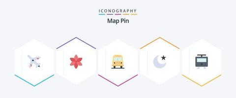 Map Pin 25 Flat icon pack including . train. camping. subway. maps vector