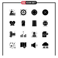 16 Thematic Vector Solid Glyphs and Editable Symbols of father multimedia essential media player error Editable Vector Design Elements