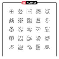 Modern Set of 25 Lines Pictograph of house play error game search Editable Vector Design Elements