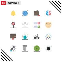 Flat Color Pack of 16 Universal Symbols of parking money close global invesment no Editable Pack of Creative Vector Design Elements