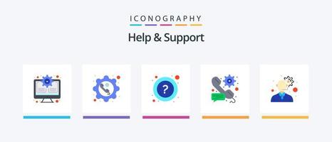 Help And Support Flat 5 Icon Pack Including customer service. setting. phone. preference. call. Creative Icons Design vector