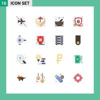 Universal Icon Symbols Group of 16 Modern Flat Colors of interceptor cruiser cooking shield protection Editable Pack of Creative Vector Design Elements