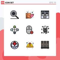 Set of 9 Modern UI Icons Symbols Signs for hardware devices browser topology hierarchy Editable Vector Design Elements