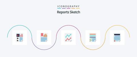 informes bosquejo plano 5 5 icono paquete incluso página. datos. papel. informe. página vector