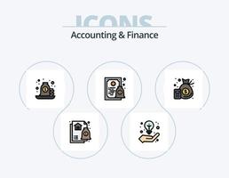 contabilidad y Finanzas línea lleno icono paquete 5 5 icono diseño. finanzas. creativo idea. dinero en efectivo. estrategia. negocio vector