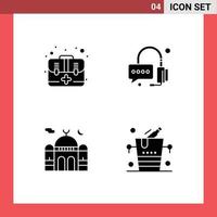 4 Universal Solid Glyph Signs Symbols of aid islam kit support pray Editable Vector Design Elements