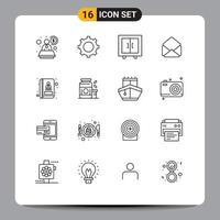 16 Universal Outlines Set for Web and Mobile Applications gainer communication interior book open Editable Vector Design Elements