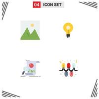 4 Universal Flat Icon Signs Symbols of decor inspirating interior glow analytics Editable Vector Design Elements