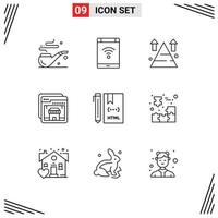 Editable Vector Line Pack of 9 Simple Outlines of code shop mountain online top Editable Vector Design Elements