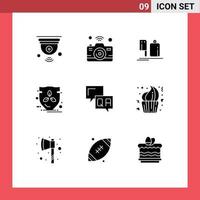 Set of 9 Modern UI Icons Symbols Signs for protection eco internet of things food chef Editable Vector Design Elements