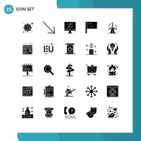 Universal Icon Symbols Group of 25 Modern Solid Glyphs of browser seo http sync power wind Editable Vector Design Elements