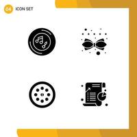 Modern Set of 4 Solid Glyphs Pictograph of music extractor player management plumber Editable Vector Design Elements