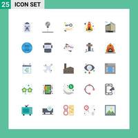 Universal Icon Symbols Group of 25 Modern Flat Colors of office building business space flame Editable Vector Design Elements