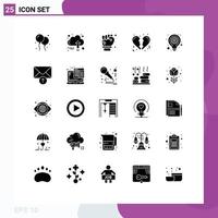 Modern Set of 25 Solid Glyphs and symbols such as lamp bulb labour hand love broken Editable Vector Design Elements