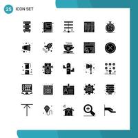 25 Thematic Vector Solid Glyphs and Editable Symbols of clock midi data keyboard controller Editable Vector Design Elements