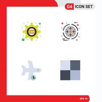 Pictogram Set of 4 Simple Flat Icons of cascading flight css gear processing transport Editable Vector Design Elements