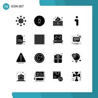 Pack of 16 creative Solid Glyphs of creative information currency info money Editable Vector Design Elements