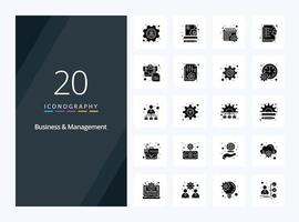 20 Business And Management Solid Glyph icon for presentation vector