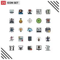 Set of 25 Modern UI Icons Symbols Signs for vacation postcard marketing letter police Editable Vector Design Elements