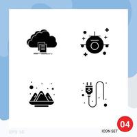 conjunto de 4 4 moderno ui íconos símbolos señales para nube color archivo fiesta India editable vector diseño elementos