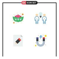 Modern Set of 4 Flat Icons and symbols such as carnival edit brainstorm team education Editable Vector Design Elements