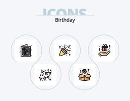 Birthday Line Filled Icon Pack 5 Icon Design. box. sweet. birthday. restaurant. food vector