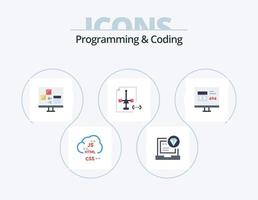 Programming And Coding Flat Icon Pack 5 Icon Design. development. coding. coding. development. computer vector