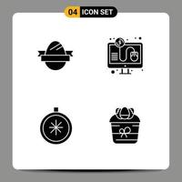 Modern Set of 4 Solid Glyphs Pictograph of easter egg direction holidays per open Editable Vector Design Elements